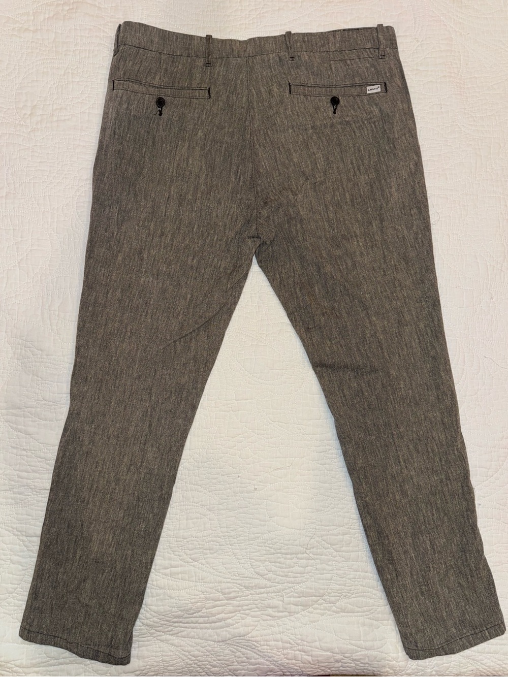 Levi’s Linen Blend Pants Men 36x32 Gray Slim Straight Casual Lightweight - Picture 4 of 9